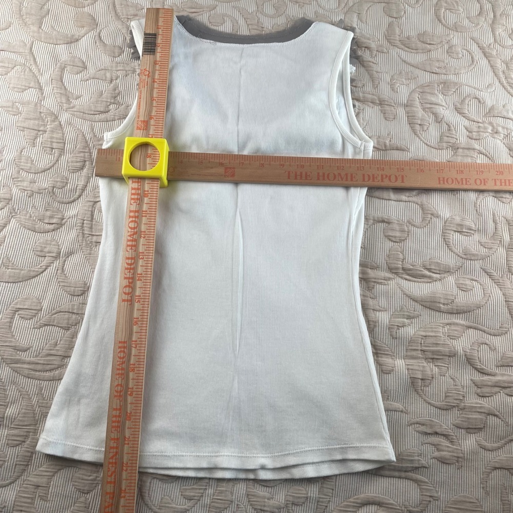 INC International Concepts Floral Applique Ribbed Tank Top White Grey Petite P - Picture 5 of 5